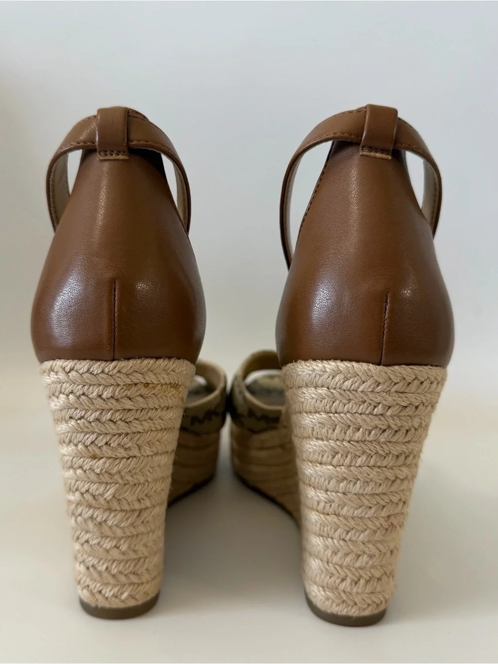 Michael Kors MK Logo Espadrille Wedge Sandals Women’s Size 7.5M Ankle Strap